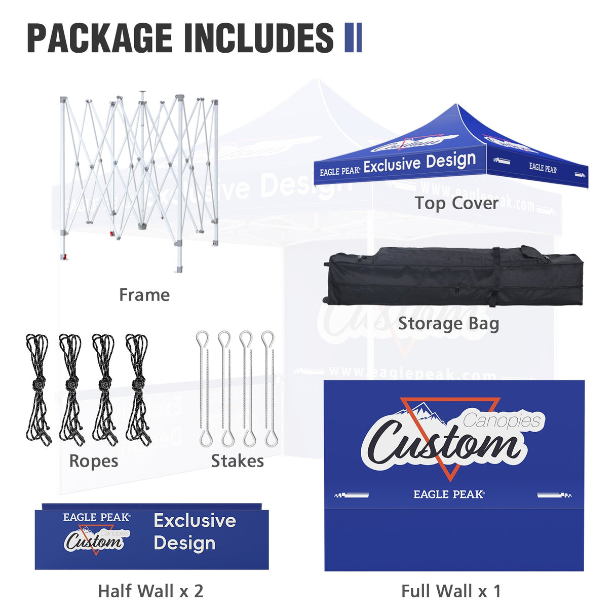 10x10 Alpine Custom Commercial Canopy High Peak Frame,CLICK TO CONFIGURE - Package Prices Start at $629.99 - Eagle Peak Custom Canopy Tent