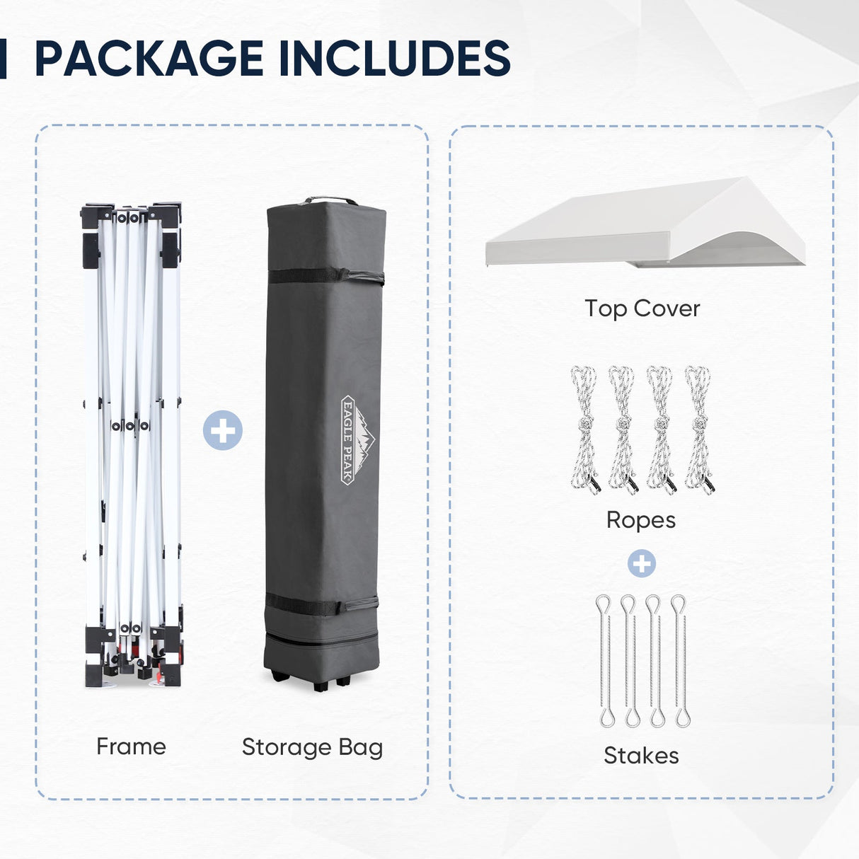 10x10 Commercial Canopy with Gable Roof, White - Eagle Peak Custom Canopy Tent