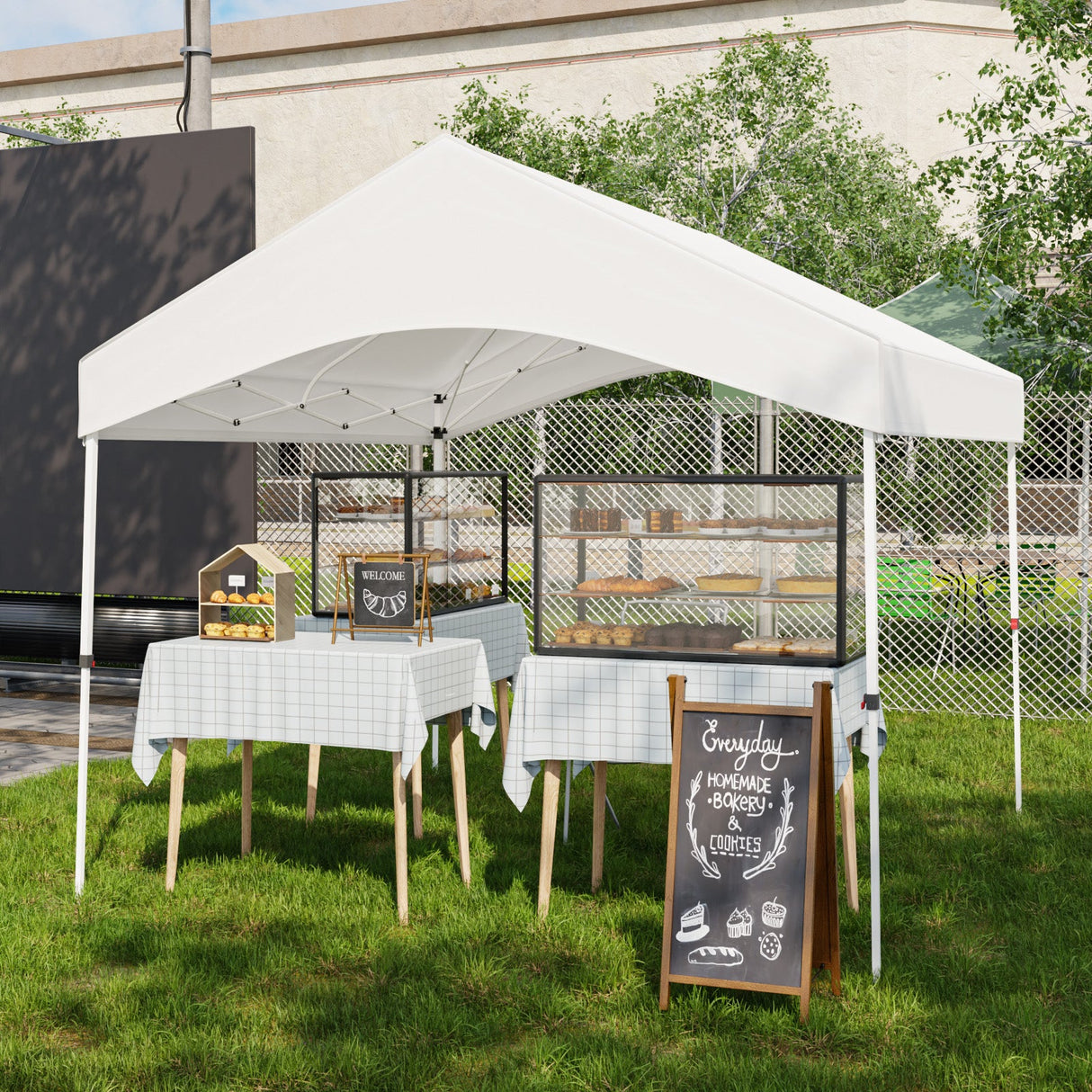 10x10 Commercial Canopy with Gable Roof, White - Eagle Peak Custom Canopy Tent