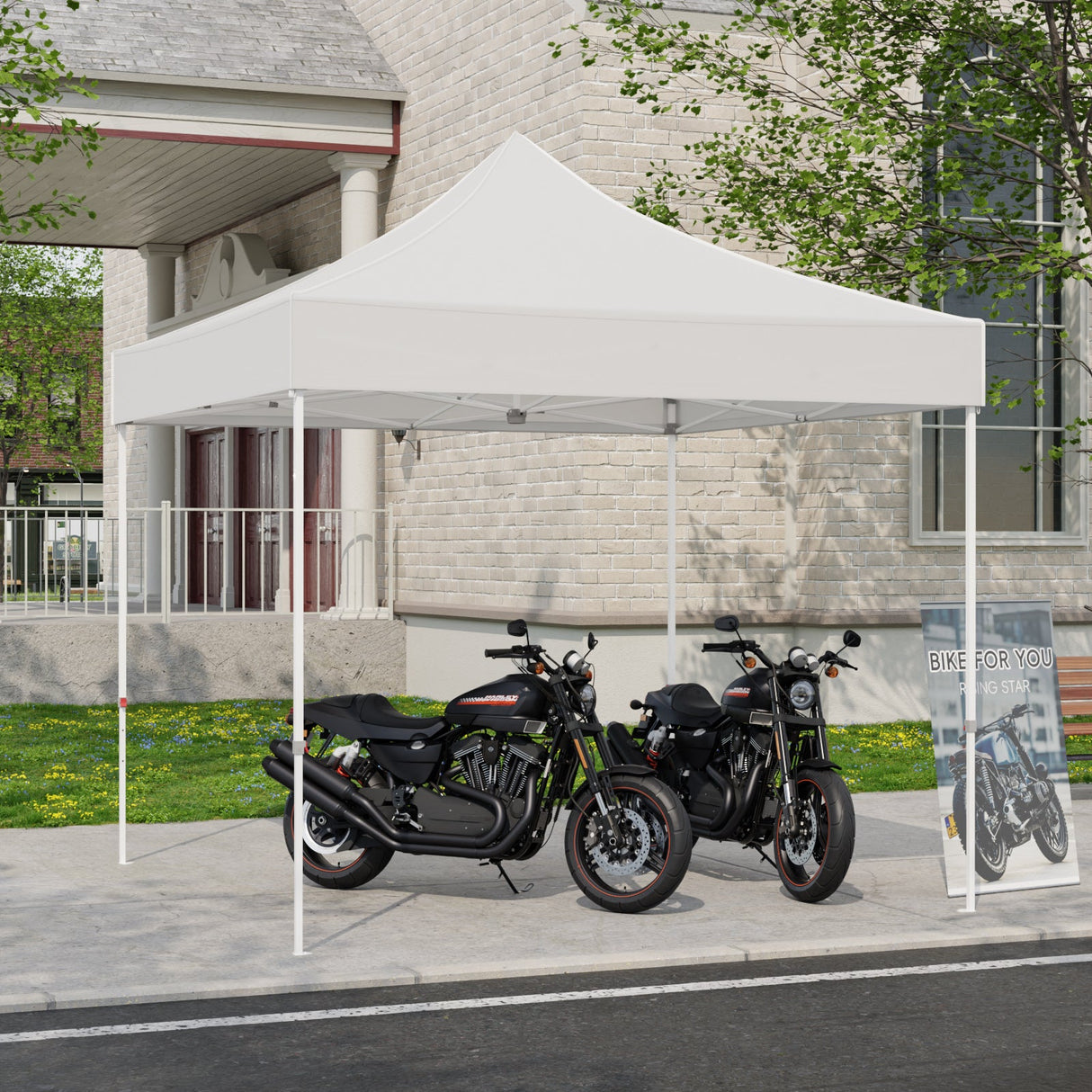 10x10 Commercial Canopy with High Peak, White - Eagle Peak Custom Canopy Tent