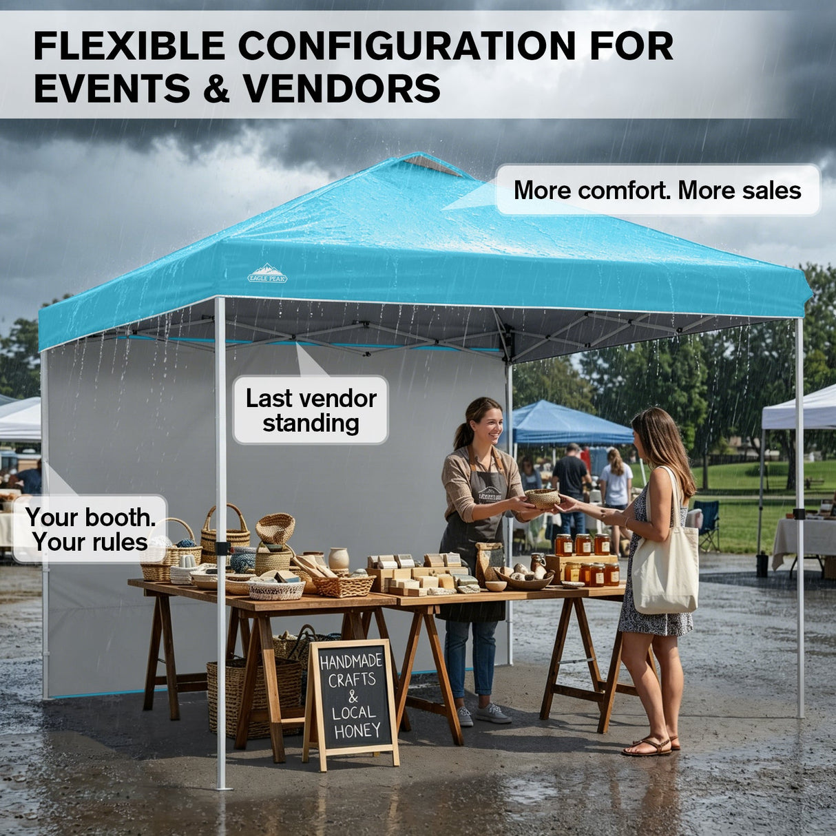 10x10 Commercial Pop up Canopy with 1 Sidewall - Eagle Peak