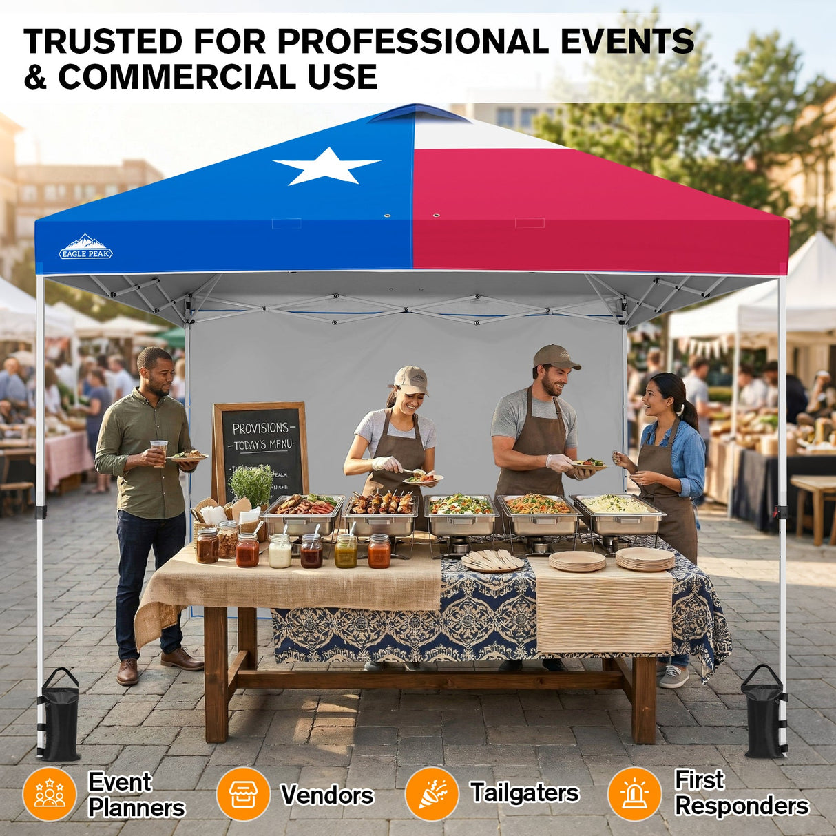 10x10 Commercial Pop up Canopy with 1 Sidewall - Eagle Peak