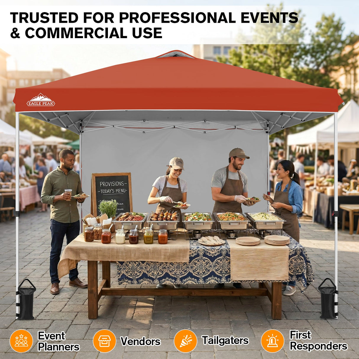 10x10 Commercial Pop up Canopy with 1 Sidewall - Eagle Peak
