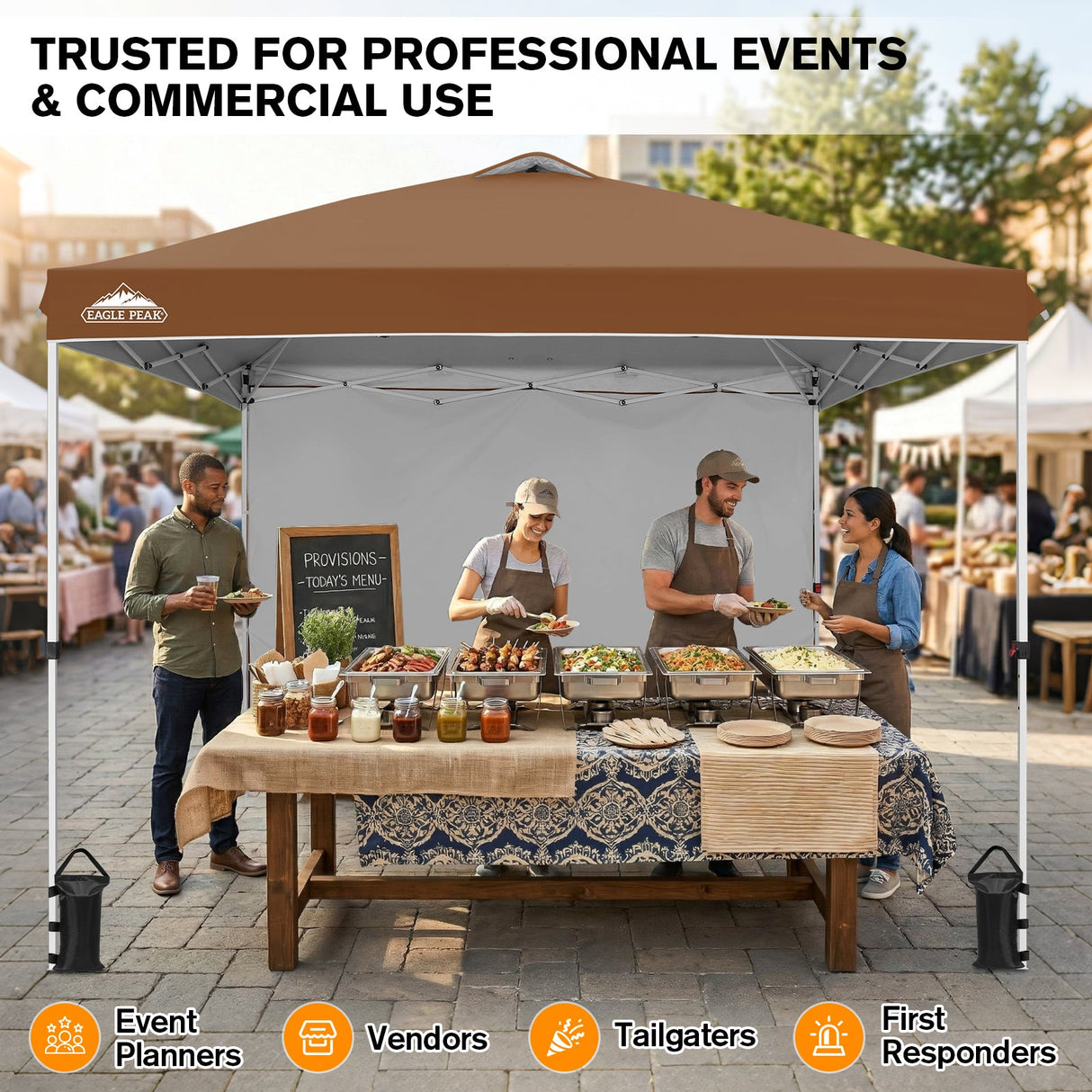 10x10 Commercial Pop up Canopy with 1 Sidewall - Eagle Peak