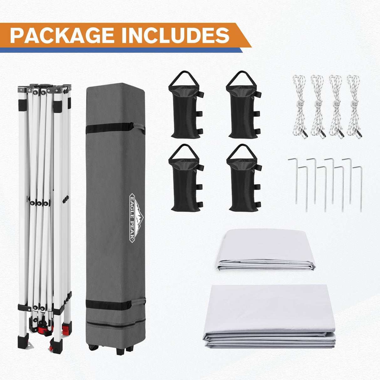10x10 Commercial Pop up Canopy with 1 Sidewall - Eagle Peak