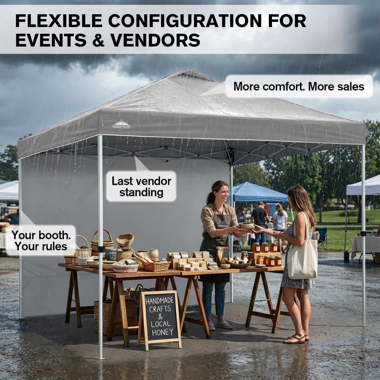10x10 Commercial Pop up Canopy with 1 Sidewall - Eagle Peak
