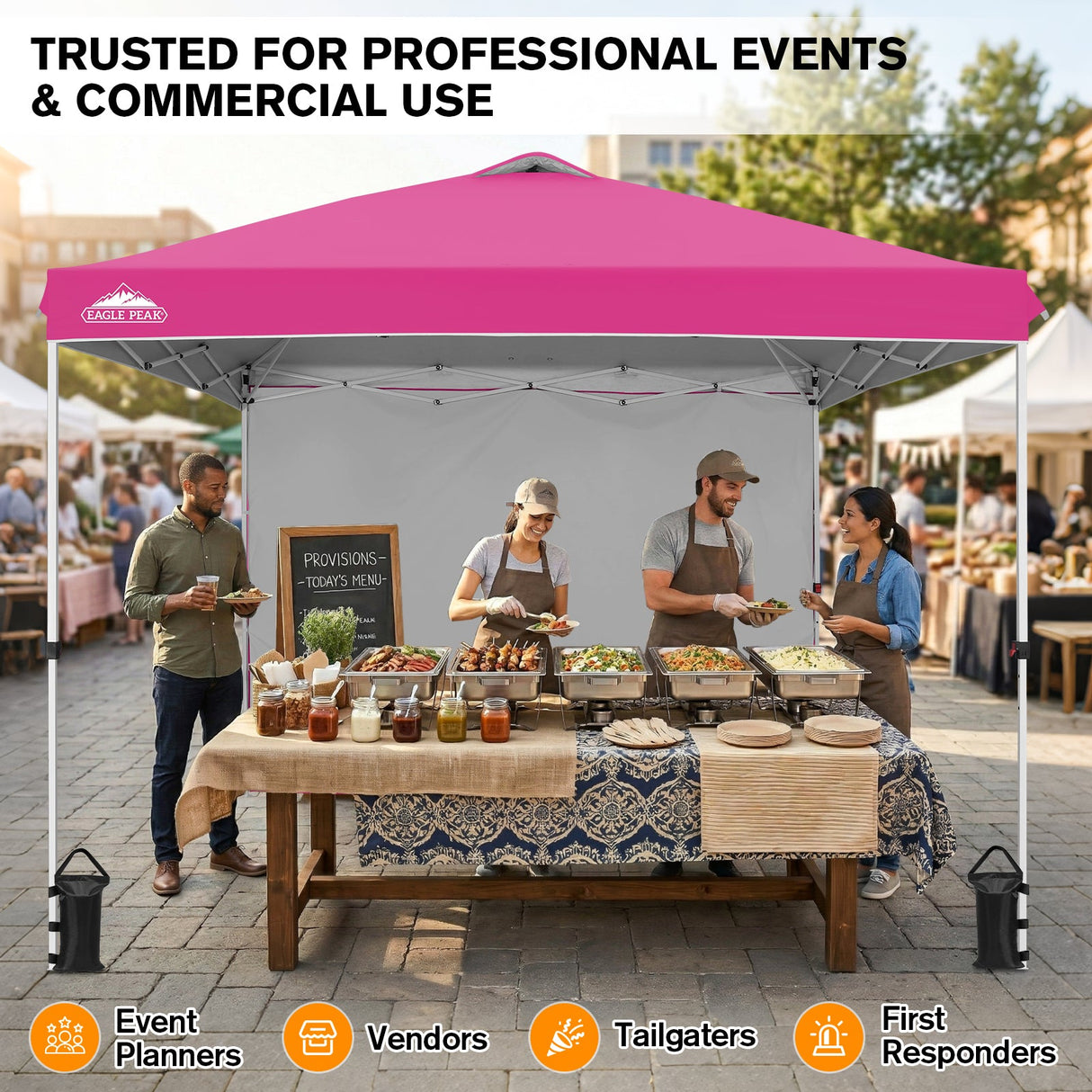 10x10 Commercial Pop up Canopy with 1 Sidewall - Eagle Peak