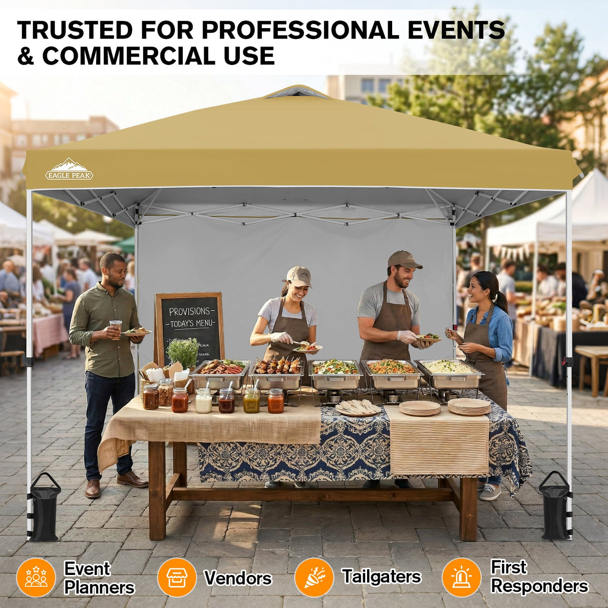 10x10 Commercial Pop up Canopy with 1 Sidewall - Eagle Peak