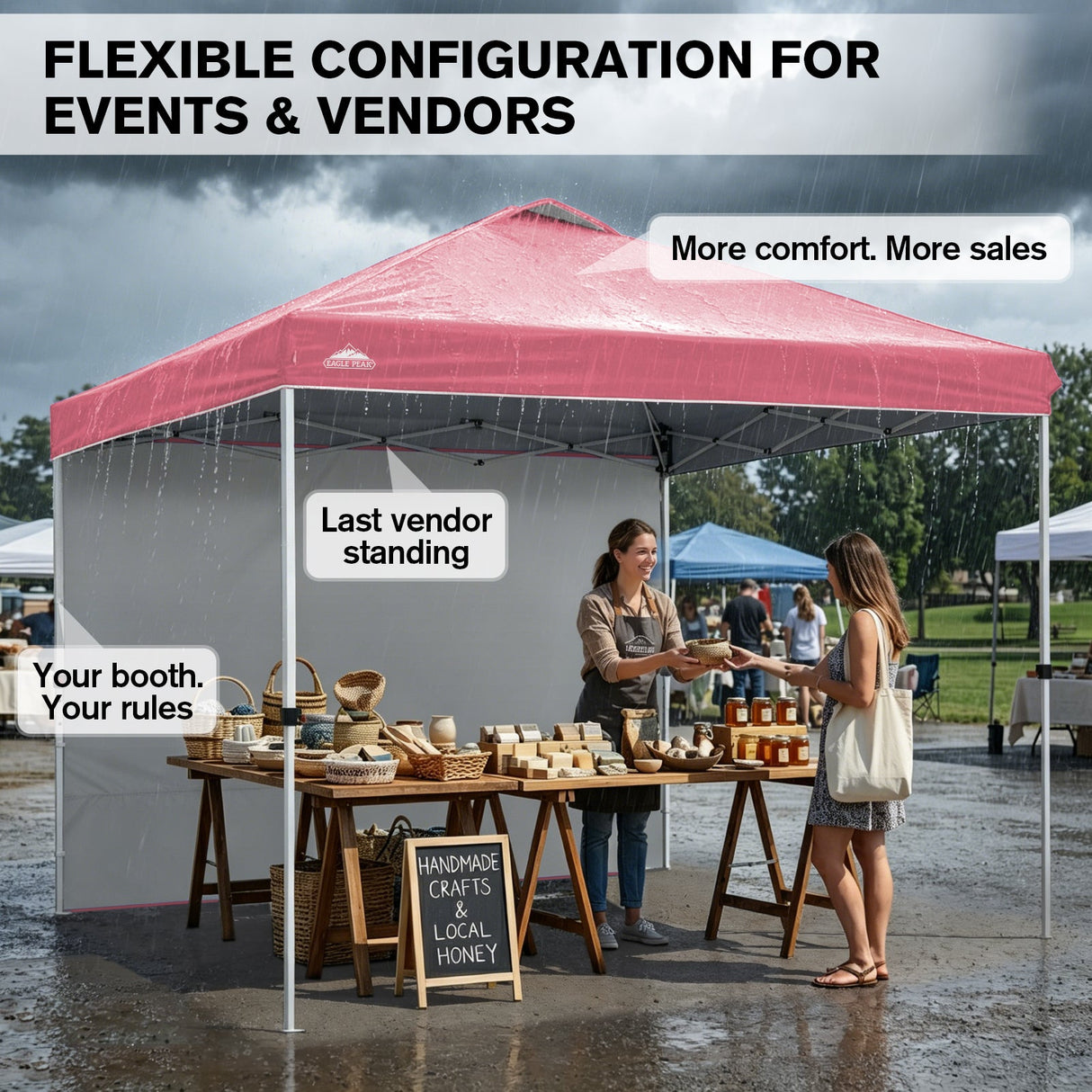 10x10 Commercial Pop up Canopy with 1 Sidewall - Eagle Peak