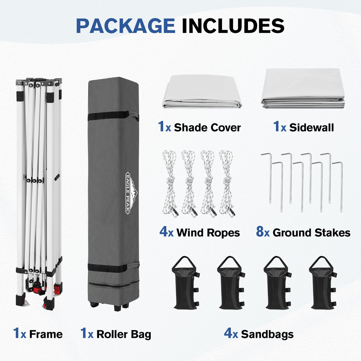 10x10 Commercial Pop up Canopy with 1 Sidewall - Eagle Peak®
