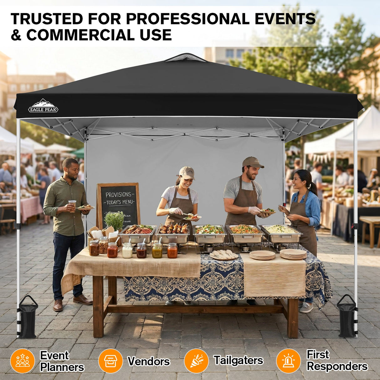 10x10 Commercial Pop up Canopy with 1 Sidewall - Eagle Peak