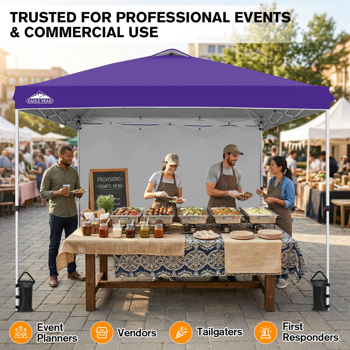 10x10 Commercial Pop up Canopy with 1 Sidewall - Eagle Peak