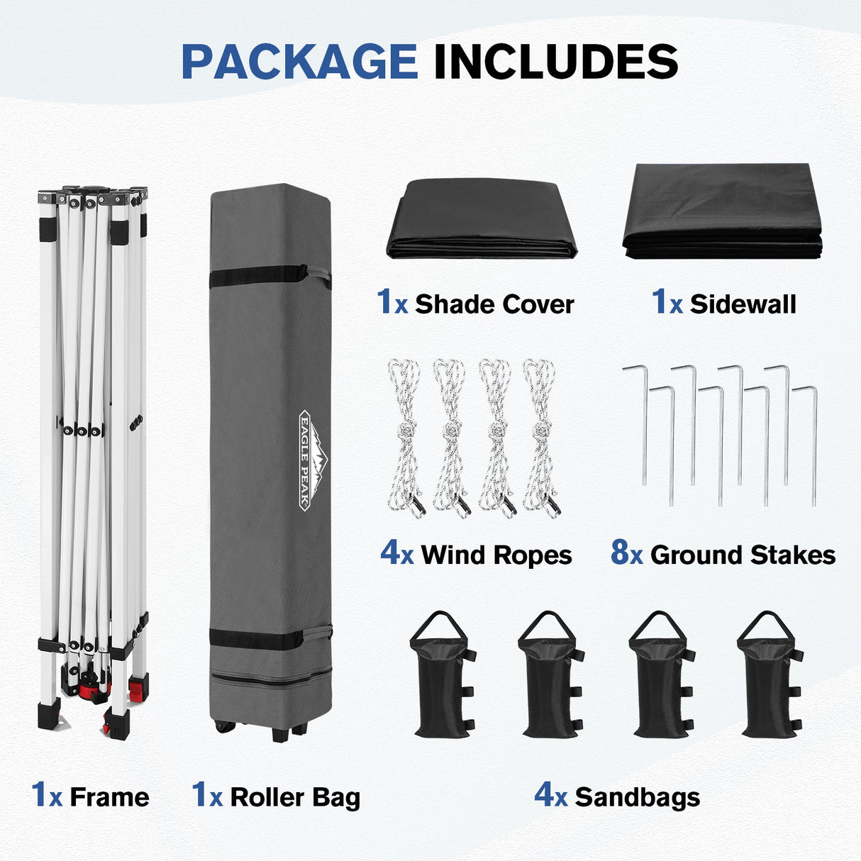 10x10 Commercial Pop up Canopy with 1 Sidewall - Eagle Peak®