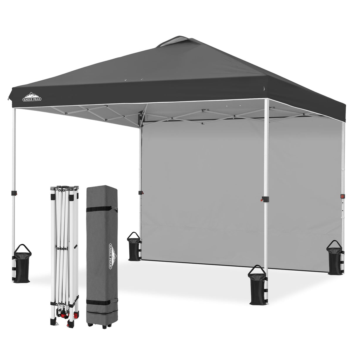 10x10 Commercial Pop up Canopy with 1 Sidewall - Eagle Peak