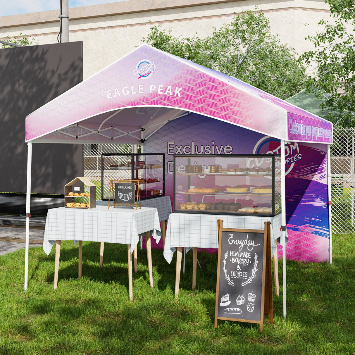 10x10 Custom Commercial Canopy with Gable Roof, CLICK TO CONFIGURE - Package Prices Start at $489.99 - Eagle Peak Custom Canopy Tent