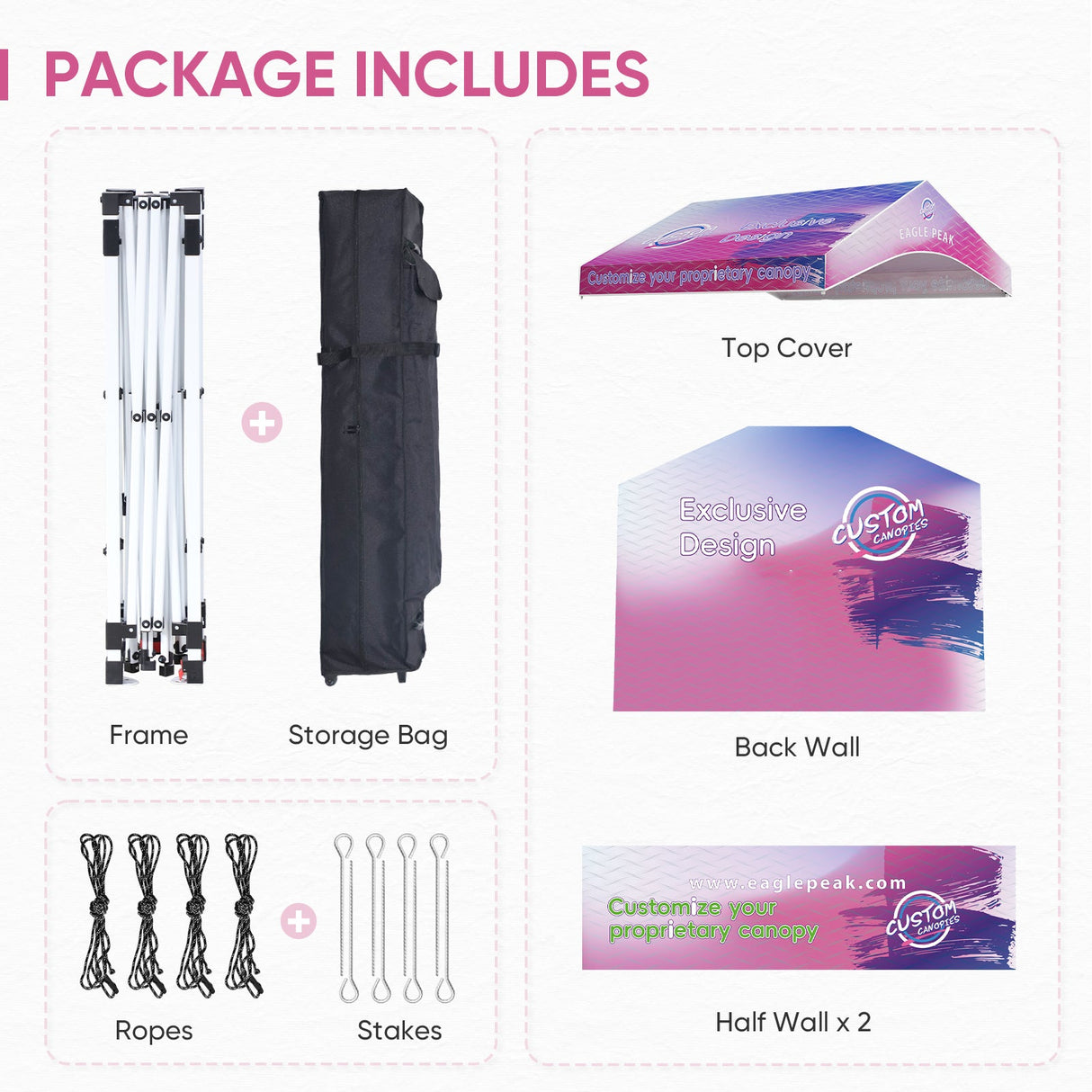 10x10 Custom Commercial Canopy with Gable Roof, CLICK TO CONFIGURE - Package Prices Start at $489.99 - Eagle Peak Custom Canopy Tent