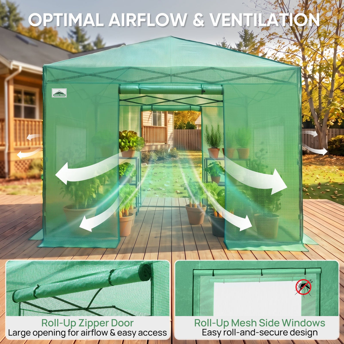 10x10 Easy Setup Pop Up Greenhouse - Eagle Peak®
