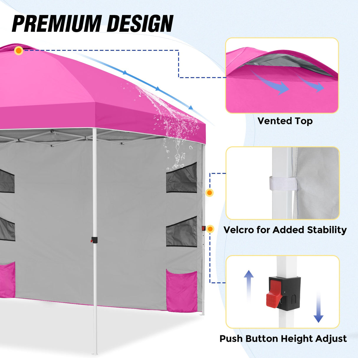 10x10 ft Pop Up Canopy Tent with Sidewall - Eagle Peak Custom Canopy Tent