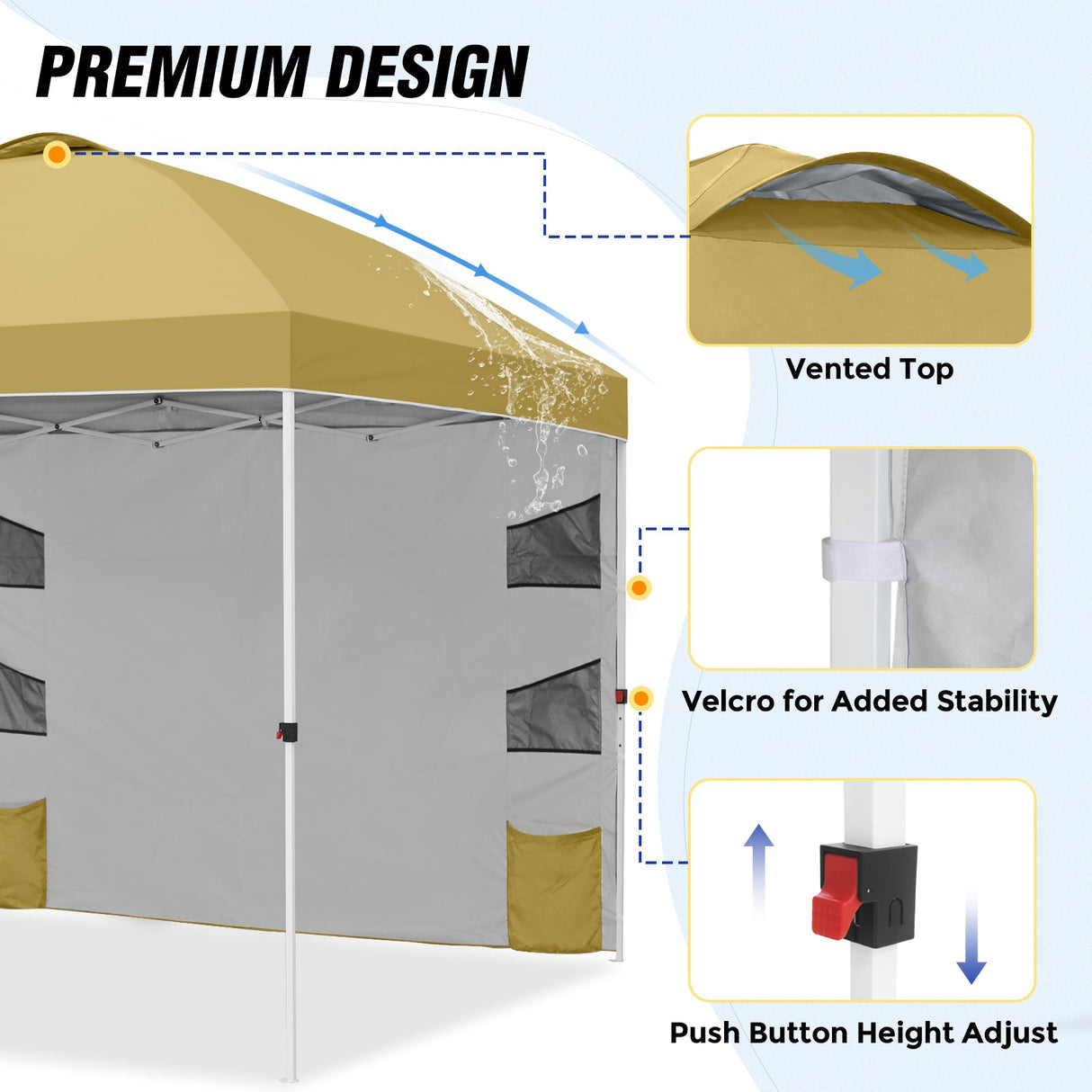 10x10 ft Pop Up Canopy Tent with Sidewall - Eagle Peak Custom Canopy Tent
