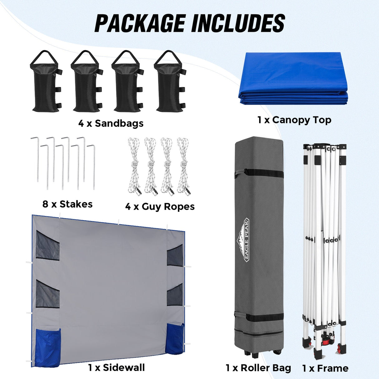 10x10 ft Pop Up Canopy Tent with Sidewall - Eagle Peak Custom Canopy Tent