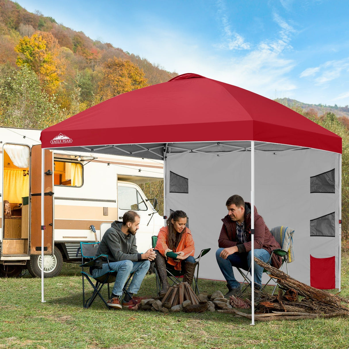 10x10 ft Pop Up Canopy Tent with Sidewall - Eagle Peak Custom Canopy Tent