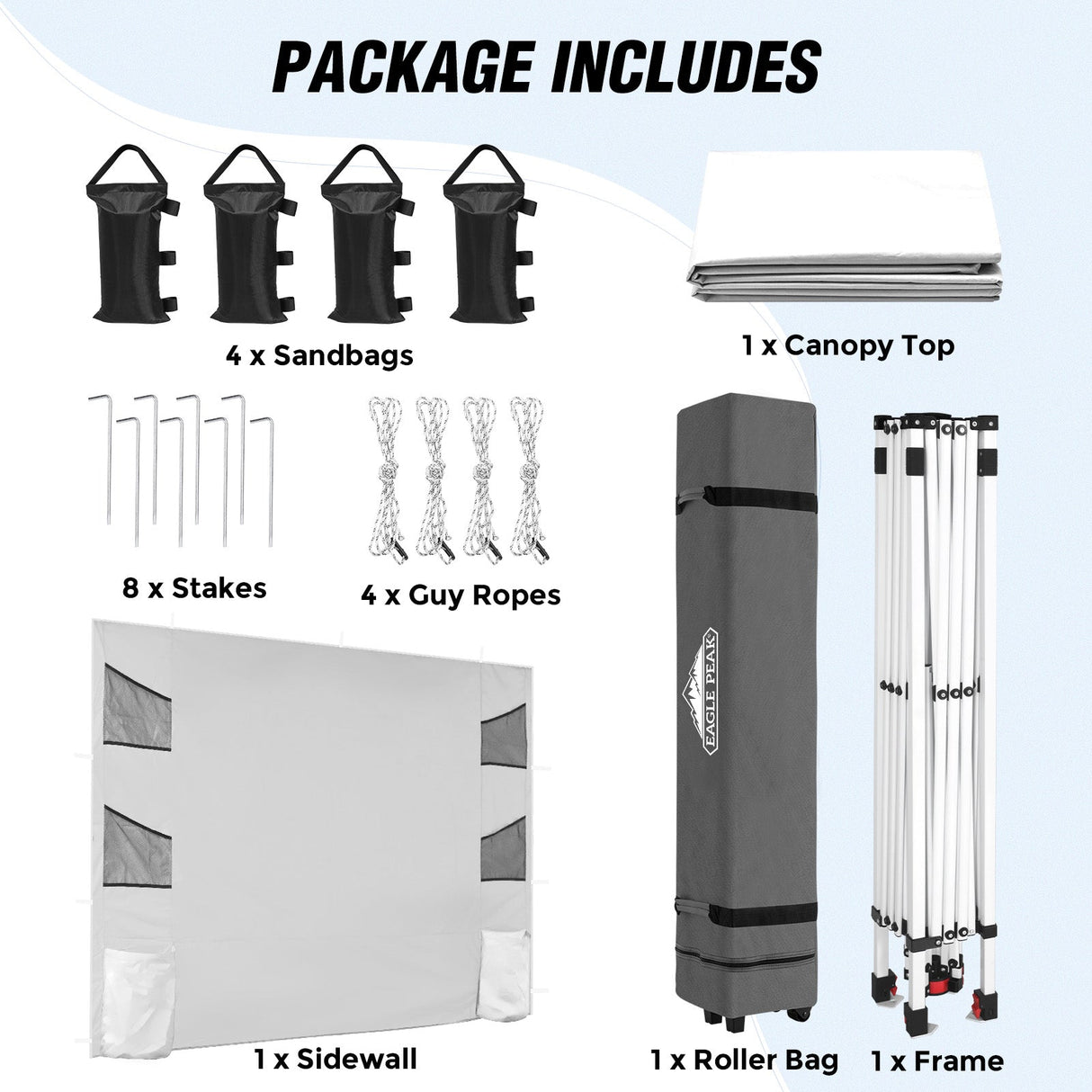 10x10 ft Pop Up Canopy Tent with Sidewall - Eagle Peak Custom Canopy Tent