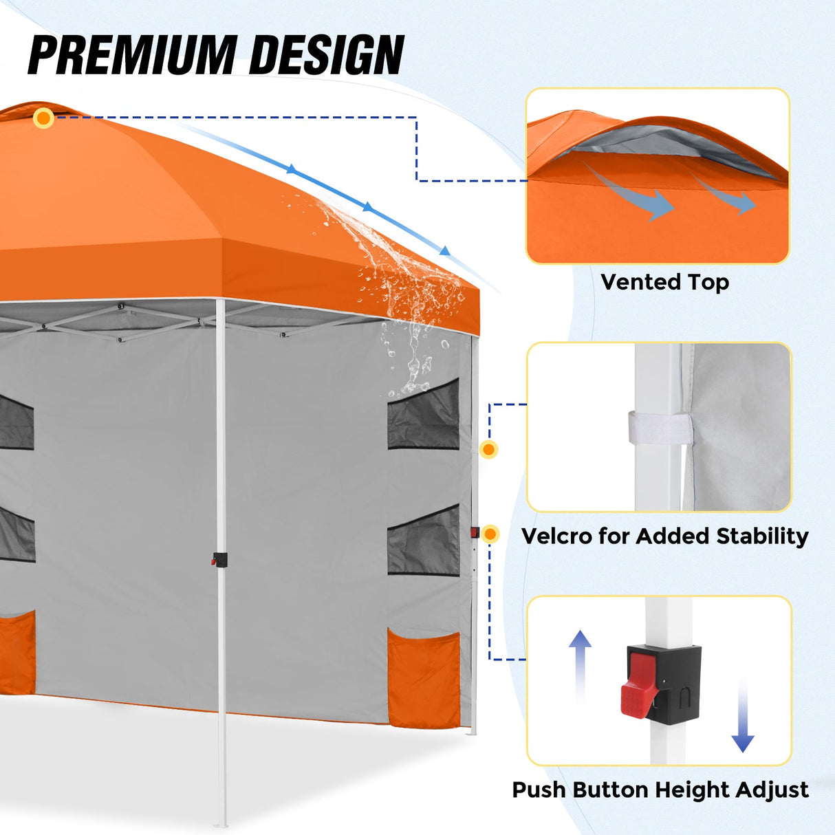 10x10 ft Pop Up Canopy Tent with Sidewall - Eagle Peak Custom Canopy Tent