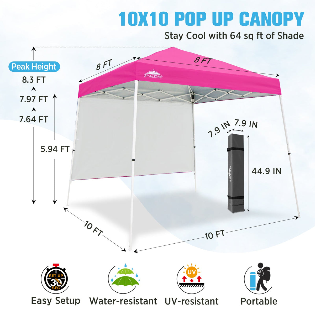 10x10 Pop Up Canopy Tent, Compact Canopy - Eagle Peak®