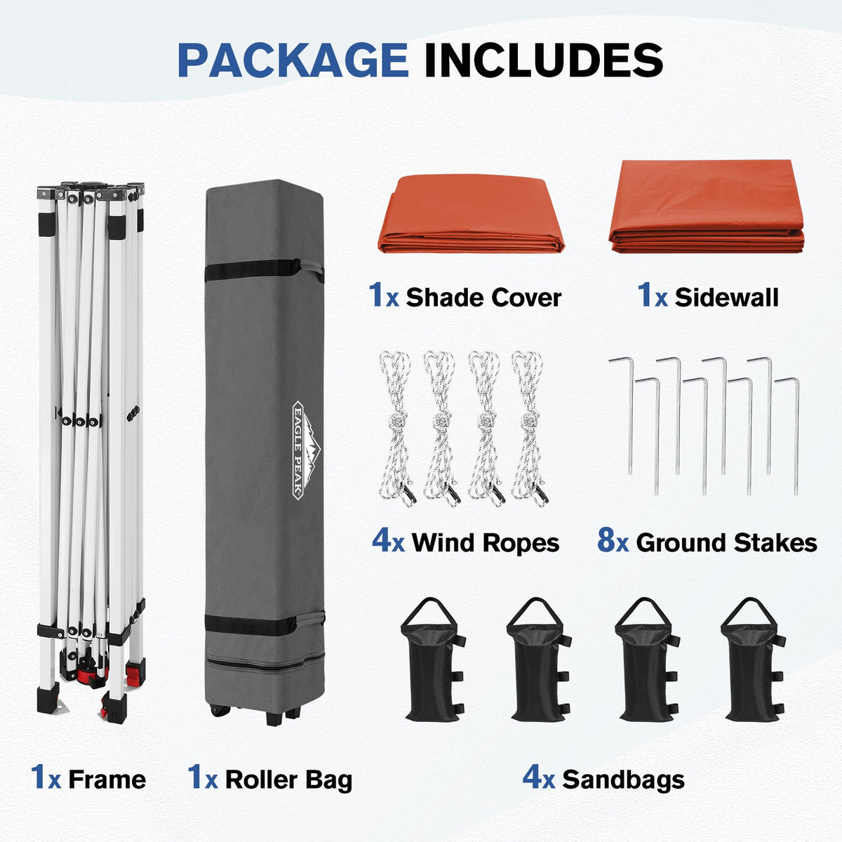 10x10 Pop Up Canopy Tent with 1 Sidewall - Eagle Peak®