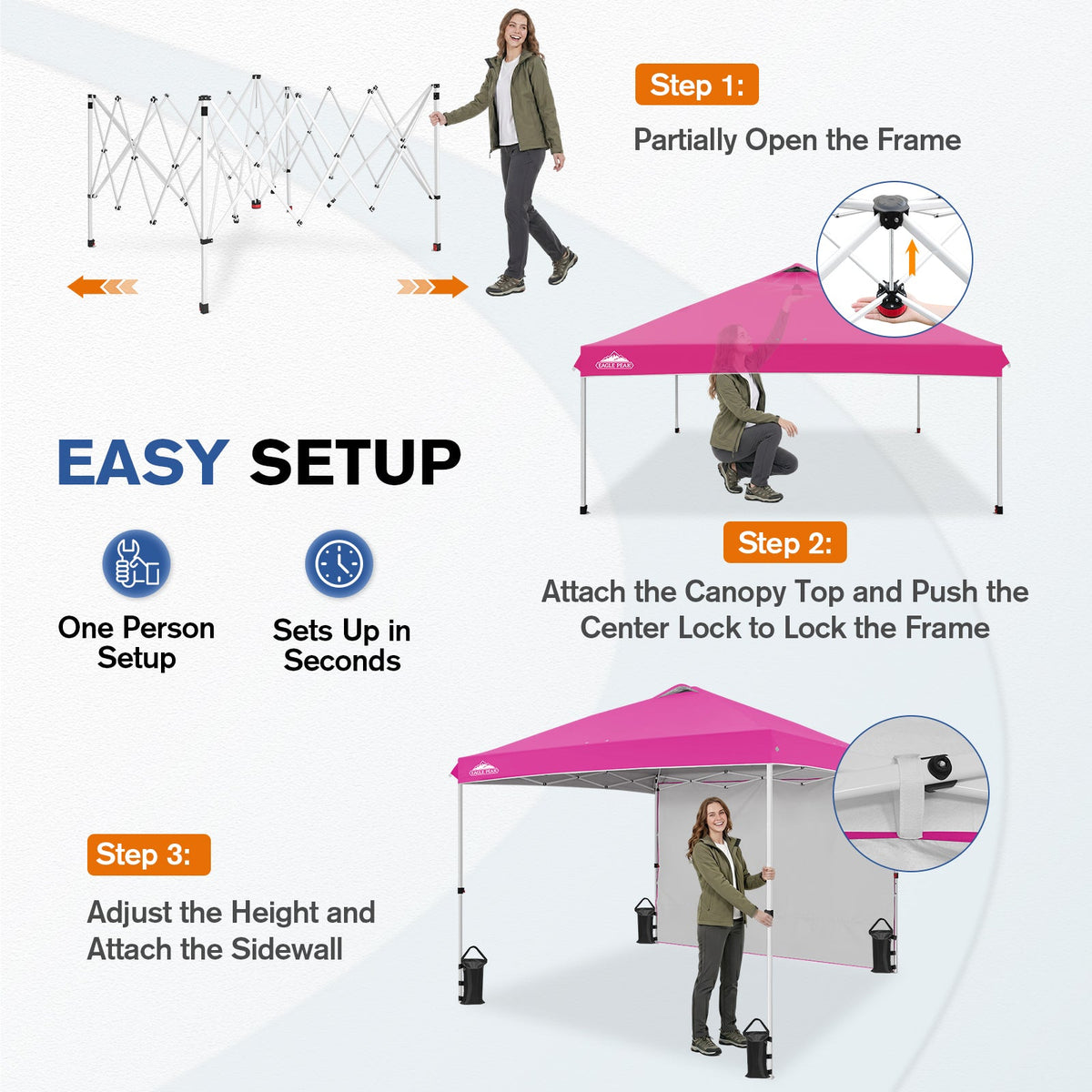 10x10 Pop Up Canopy Tent with 1 Sidewall - Eagle Peak®