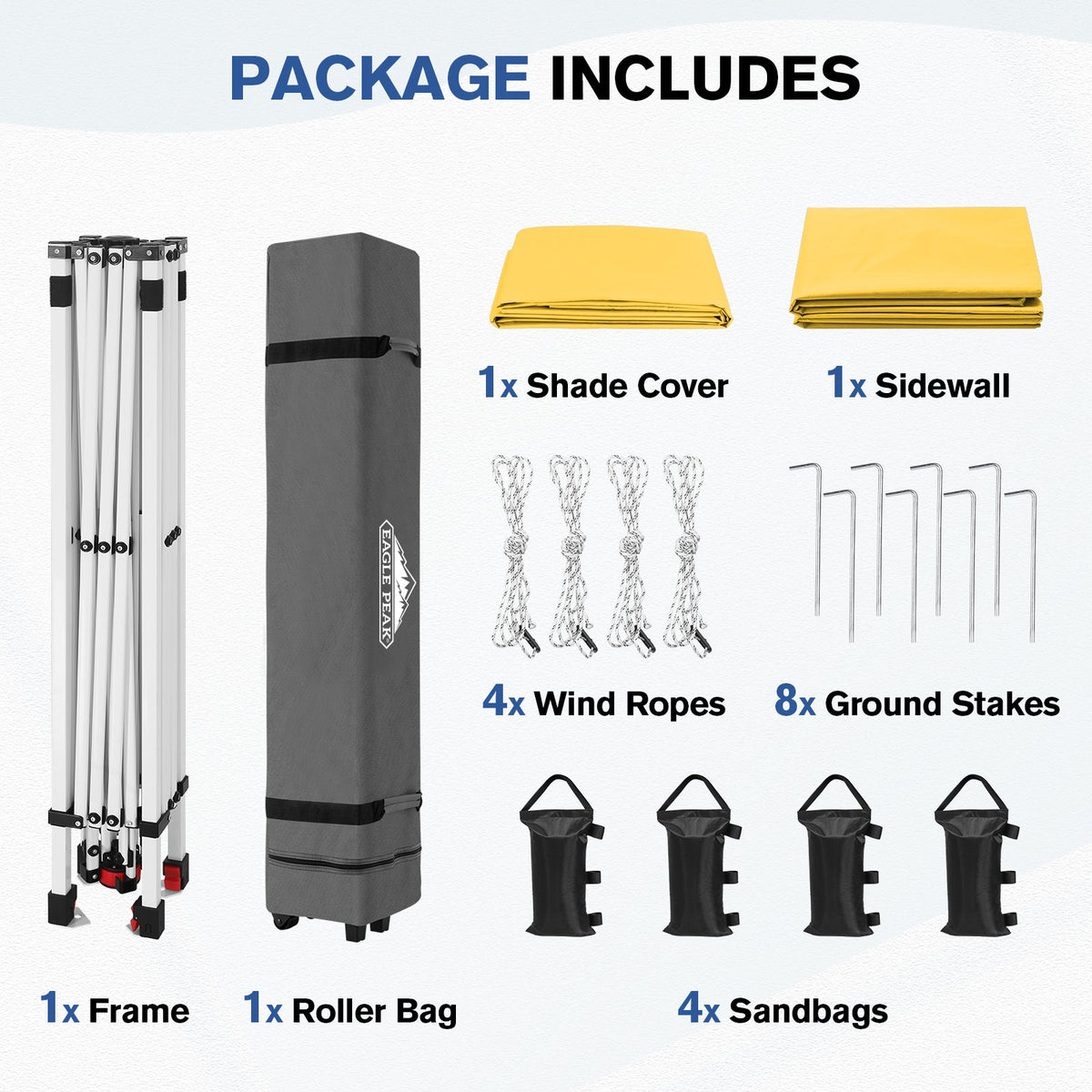 10x10 Pop Up Canopy Tent with 1 Sidewall - Eagle Peak®