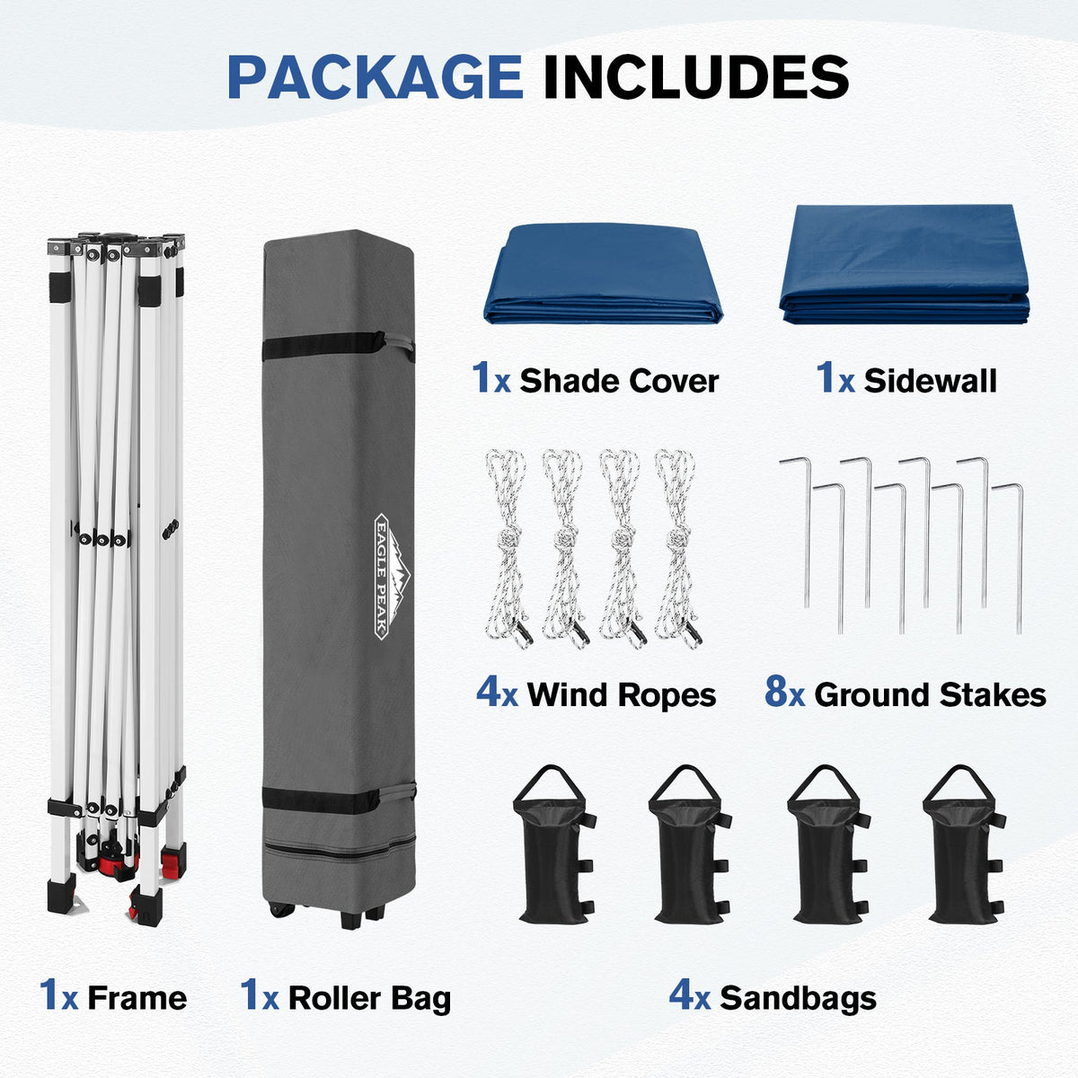 10x10 Pop Up Canopy Tent with 1 Sidewall - Eagle Peak®