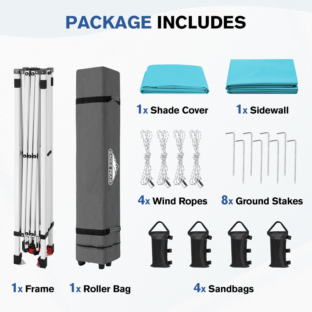 10x10 Pop Up Canopy Tent with 1 Sidewall - Eagle Peak®