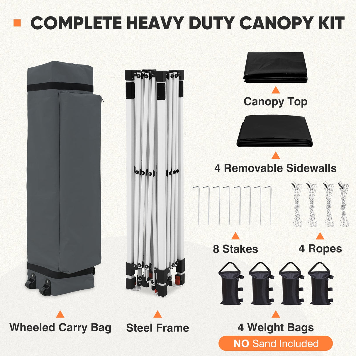 10x10 Pop Up Canopy Tent with Four Sidewalls - Eagle Peak