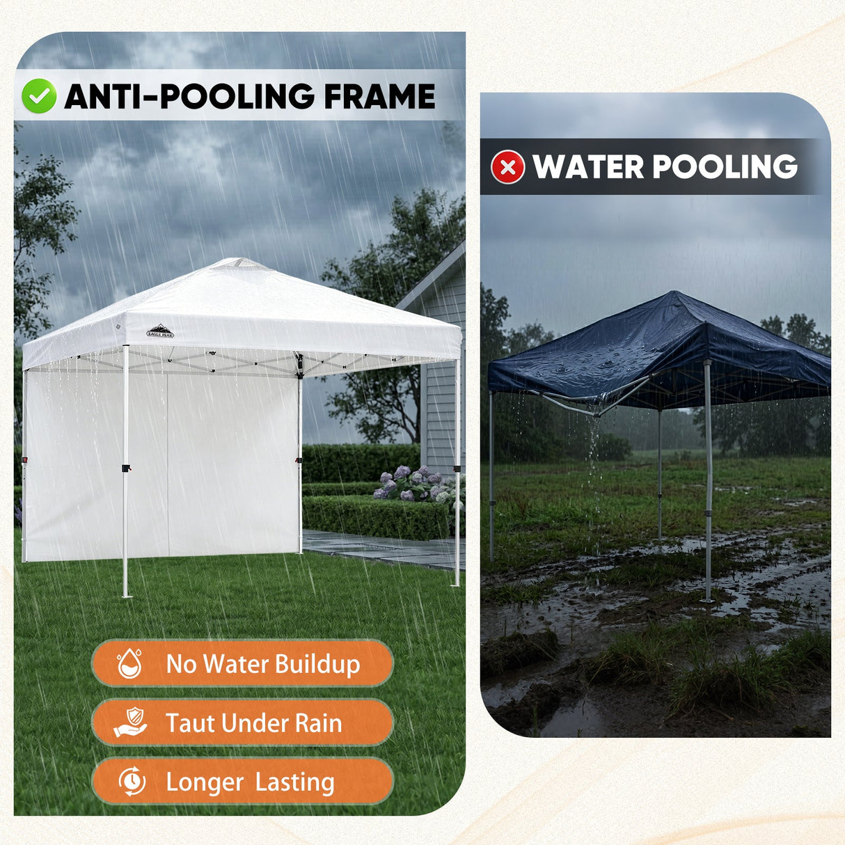 10x10 Pop Up Canopy Tent with One Sidewall - Eagle Peak