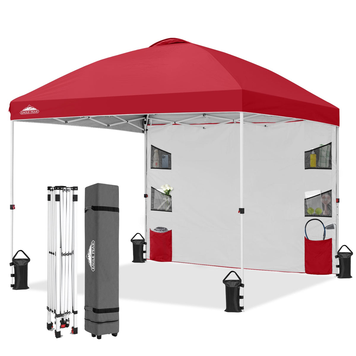 10x10 Pop Up Canopy Tent with Sidewalls & Storage - Eagle Peak®