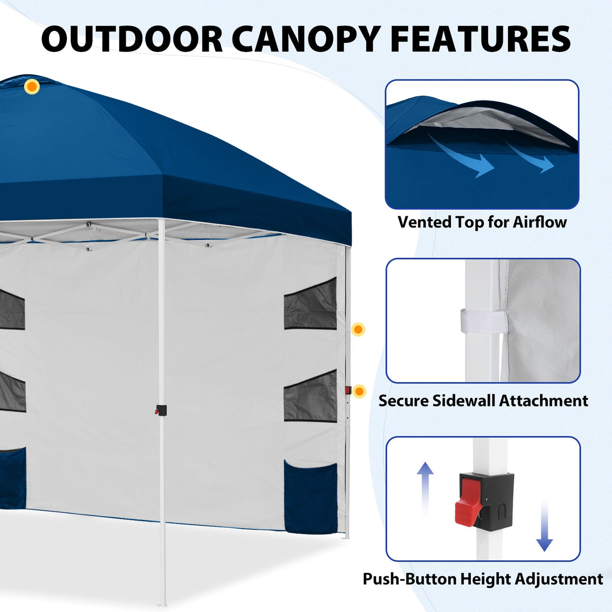 10x10 Pop Up Canopy Tent with Sidewalls & Storage - Eagle Peak®