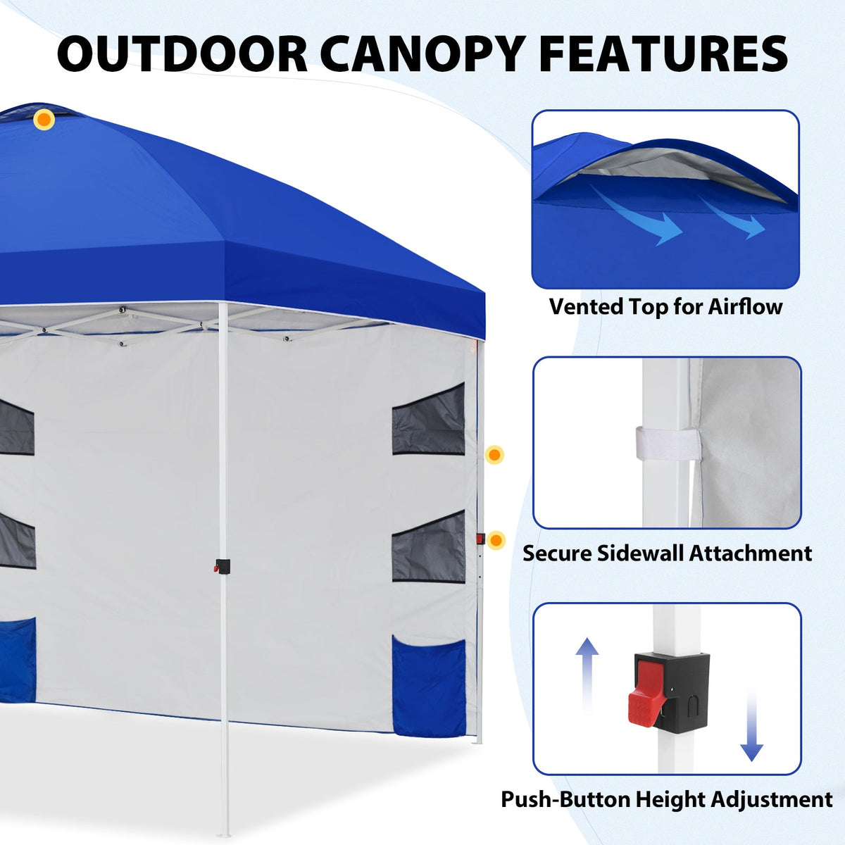 10x10 Pop Up Canopy Tent with Sidewalls & Storage - Eagle Peak®