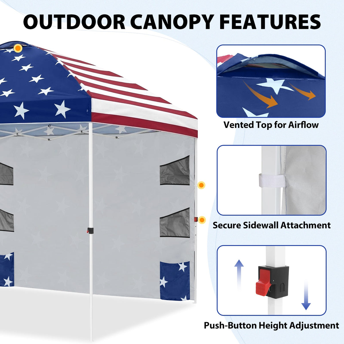 10x10 Pop Up Canopy Tent with Sidewalls & Storage - Eagle Peak®