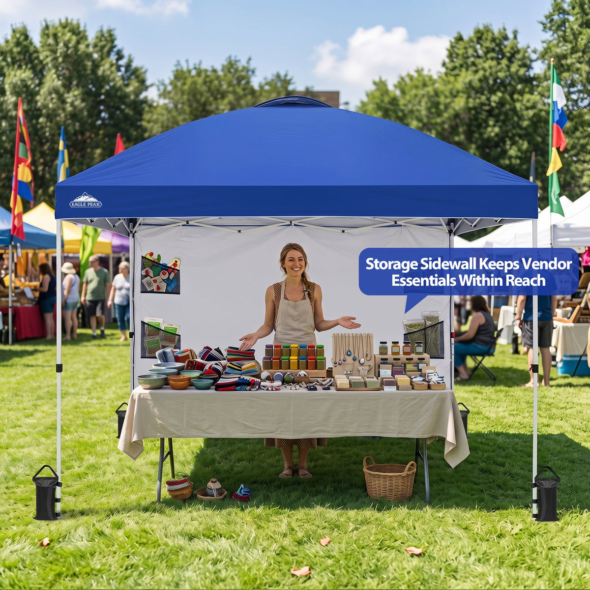 10x10 Pop Up Canopy Tent with Sidewalls & Storage - Eagle Peak®