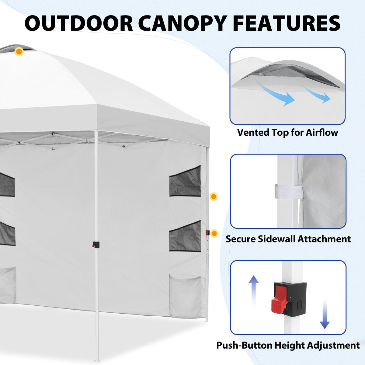 10x10 Pop Up Canopy Tent with Sidewalls & Storage - Eagle Peak®