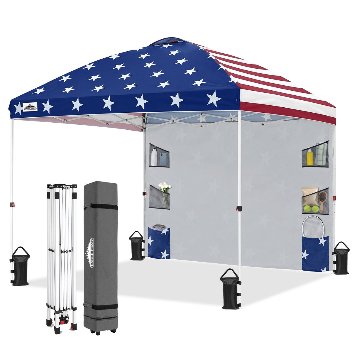 10x10 Pop Up Canopy Tent with Sidewalls & Storage - Eagle Peak®