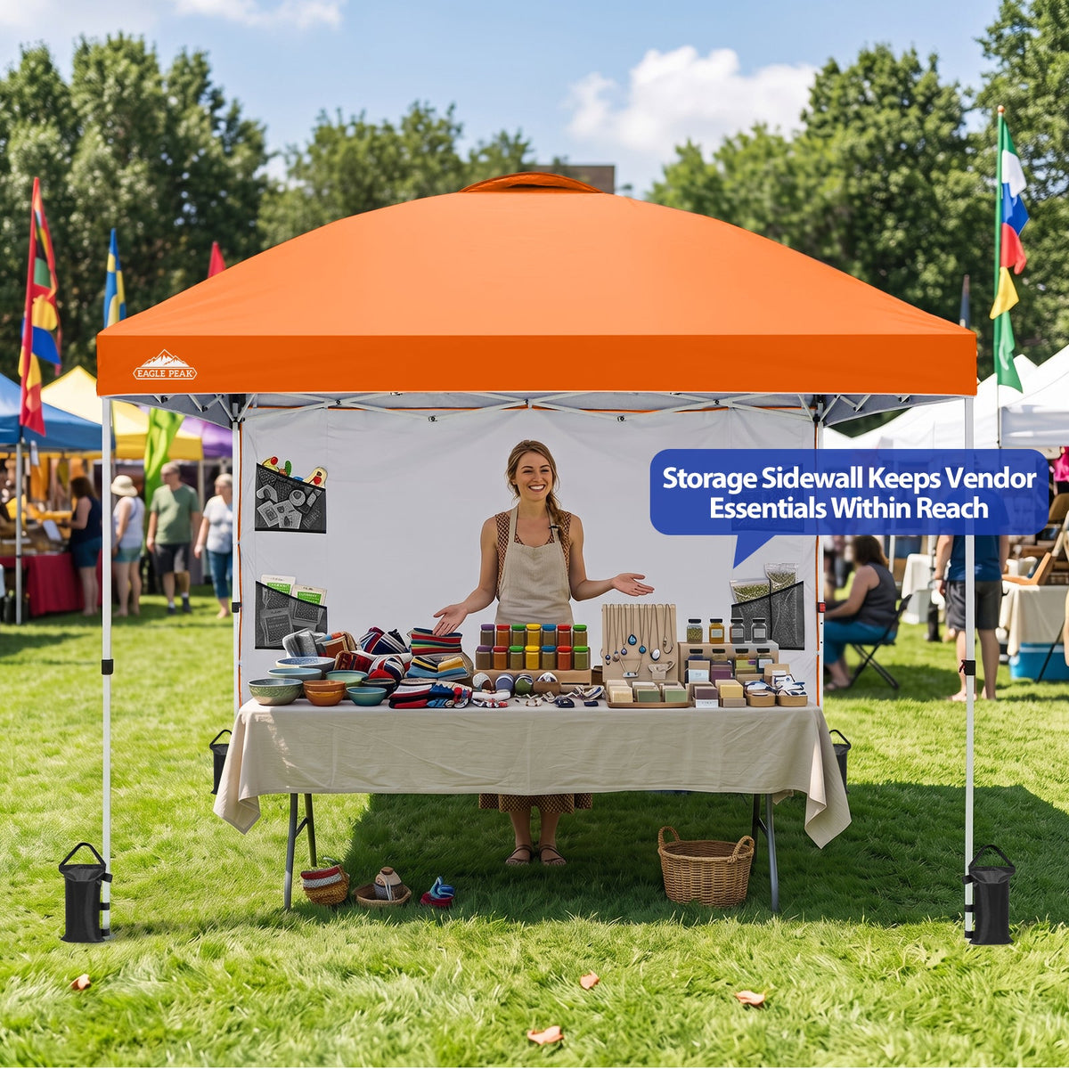 10x10 Pop Up Canopy Tent with Sidewalls & Storage - Eagle Peak®
