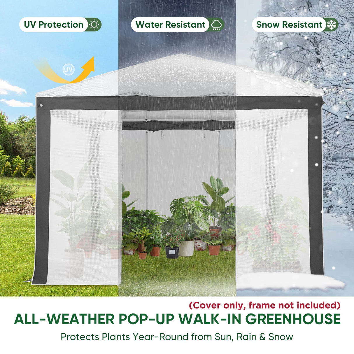 10X10 Replacement Top cover of Walk in Greenhouse with Polyester Reinforced Corners - Eagle Peak Custom Canopy Tent