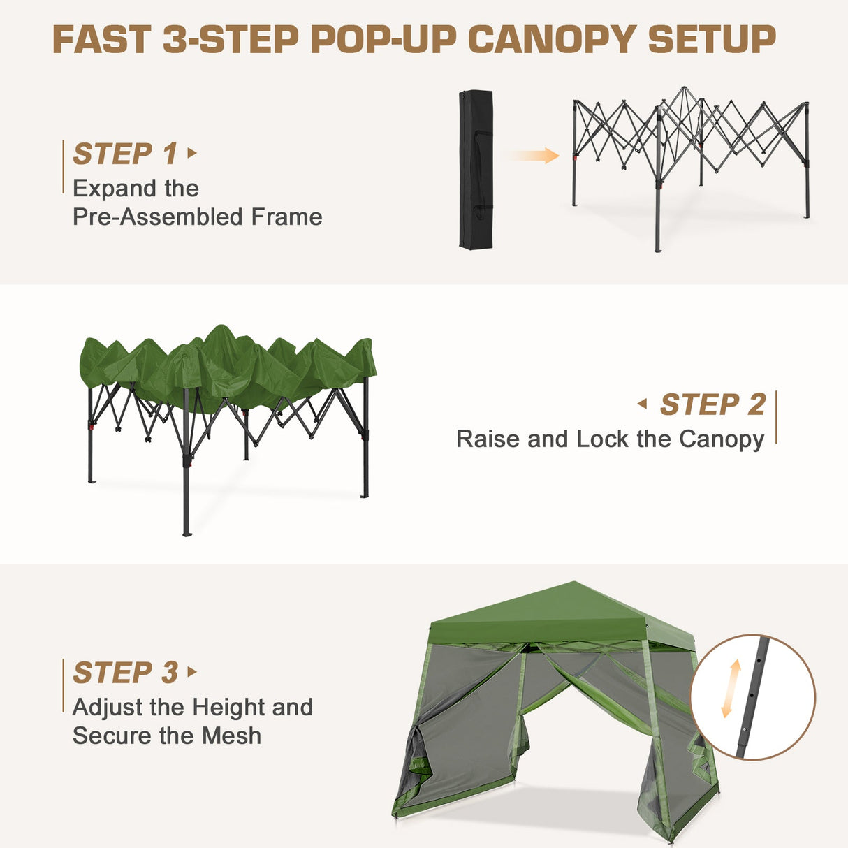 10x10 Slant Leg Easy Setup Pop Up Canopy Tent - Eagle Peak®