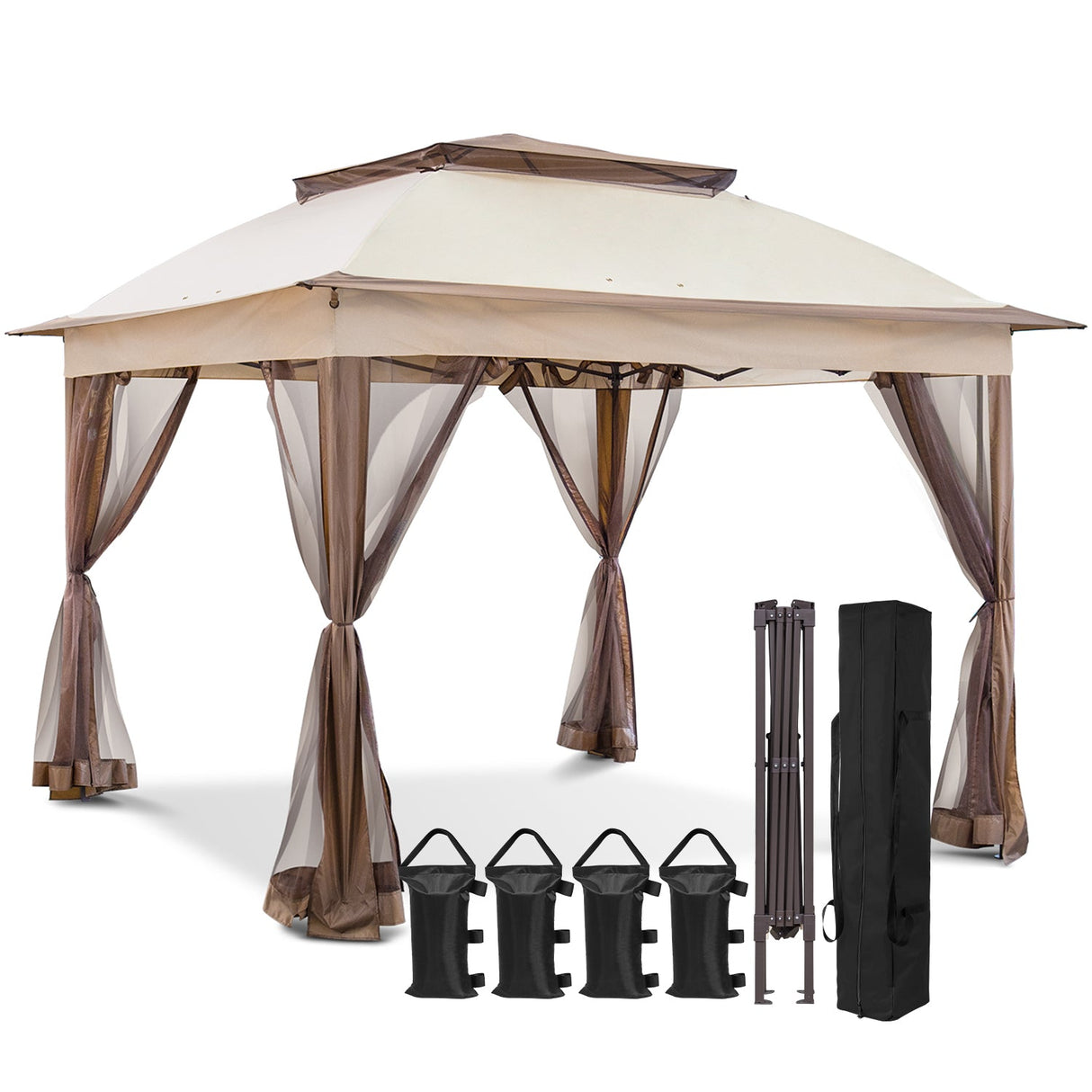 11x11 Pop Up Gazebo Tent with Netting - Eagle Peak Custom Canopy Tent