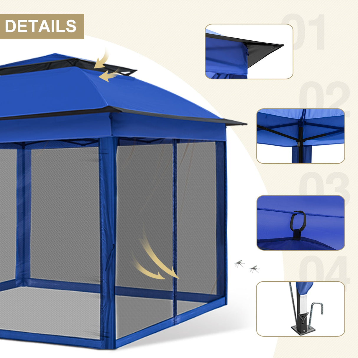 11x11 Pop Up Gazebo Tent with Netting - Eagle Peak Custom Canopy Tent