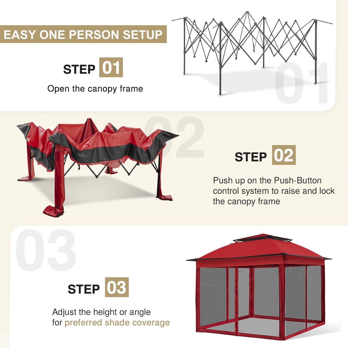 11x11 Pop Up Gazebo Tent with Netting - Eagle Peak Custom Canopy Tent