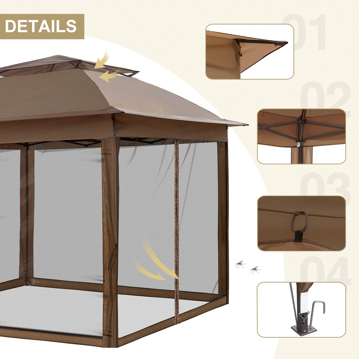 11x11 Pop Up Gazebo Tent with Netting - Eagle Peak Custom Canopy Tent
