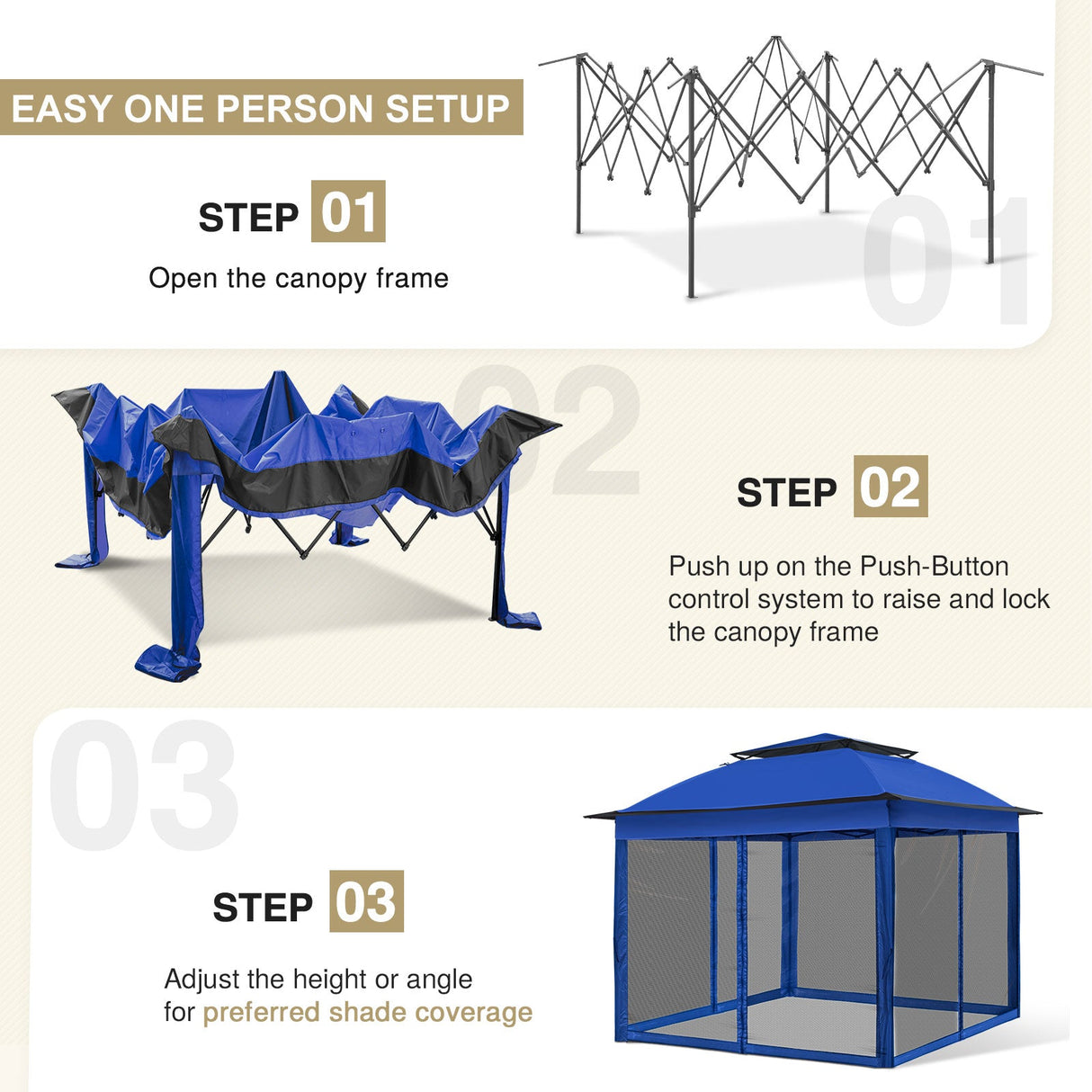 11x11 Pop Up Gazebo Tent with Netting - Eagle Peak Custom Canopy Tent
